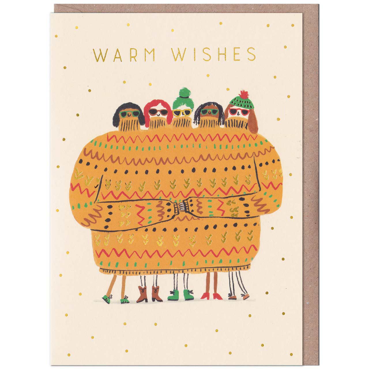 Warm Wishes Woolly Jumper Christmas Gold Foil Card