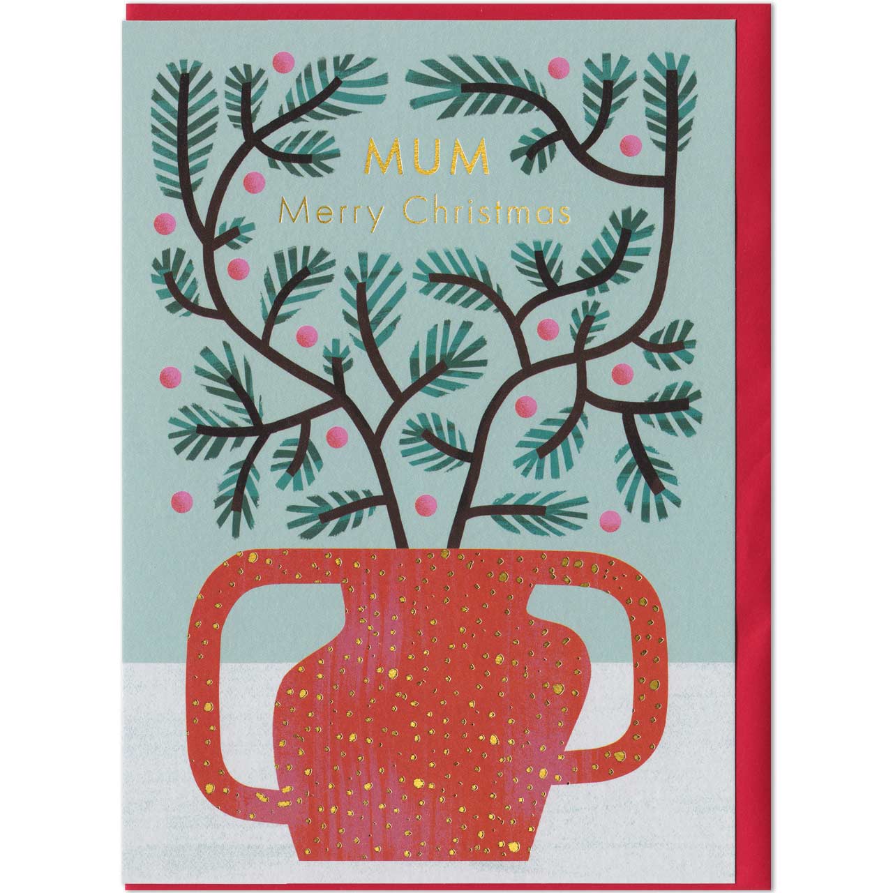 Mum Merry Christmas Vase Gold Foil Card