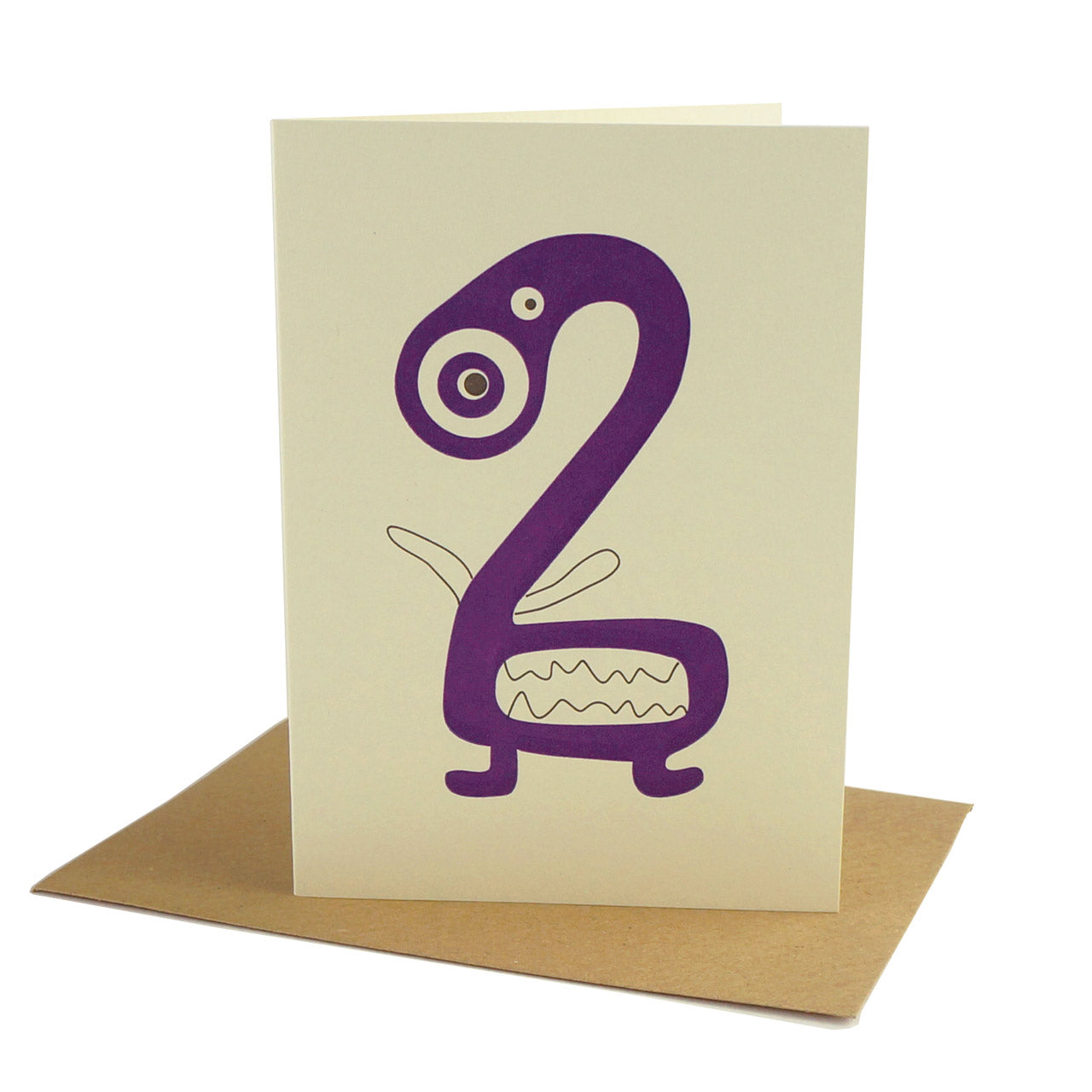 Age 2 Purple Alien Letterpress Card