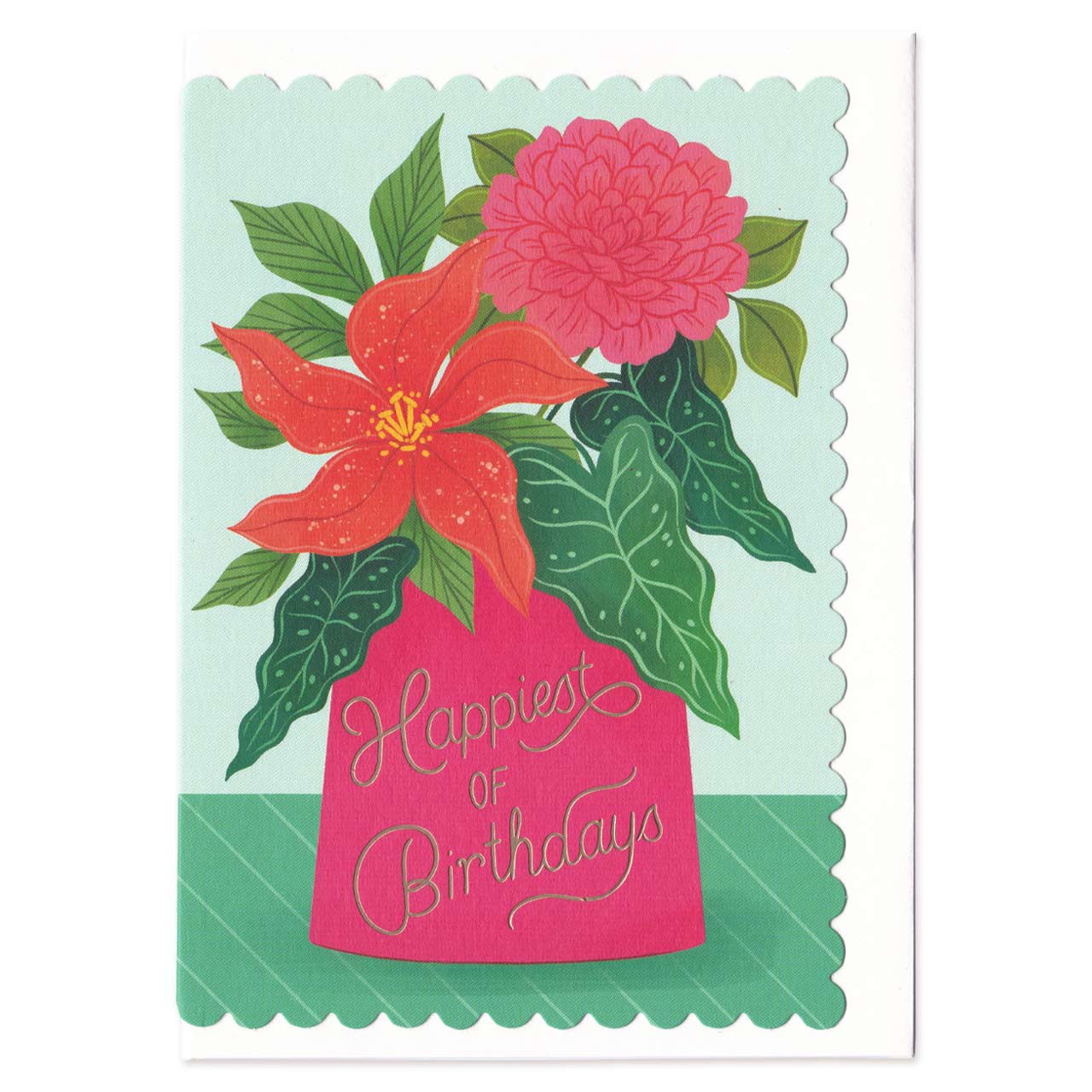 Happiest of Birthdays Gold Foil Scalloped Edge Card