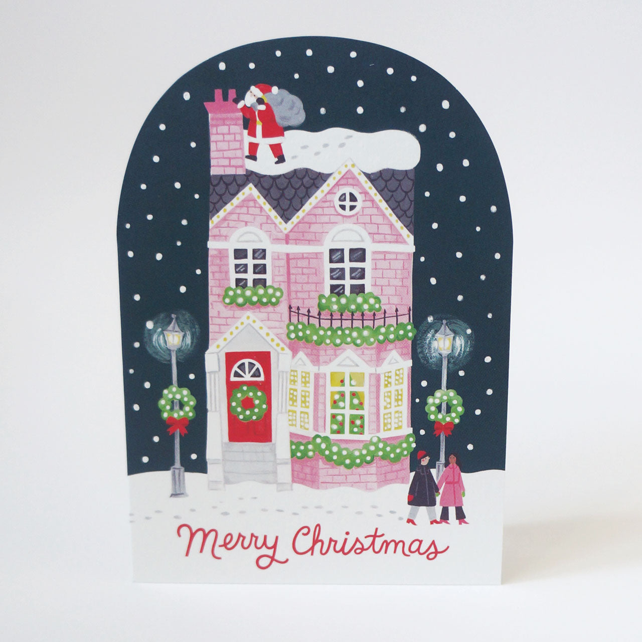 Christmas Townhouse Curved Top Card