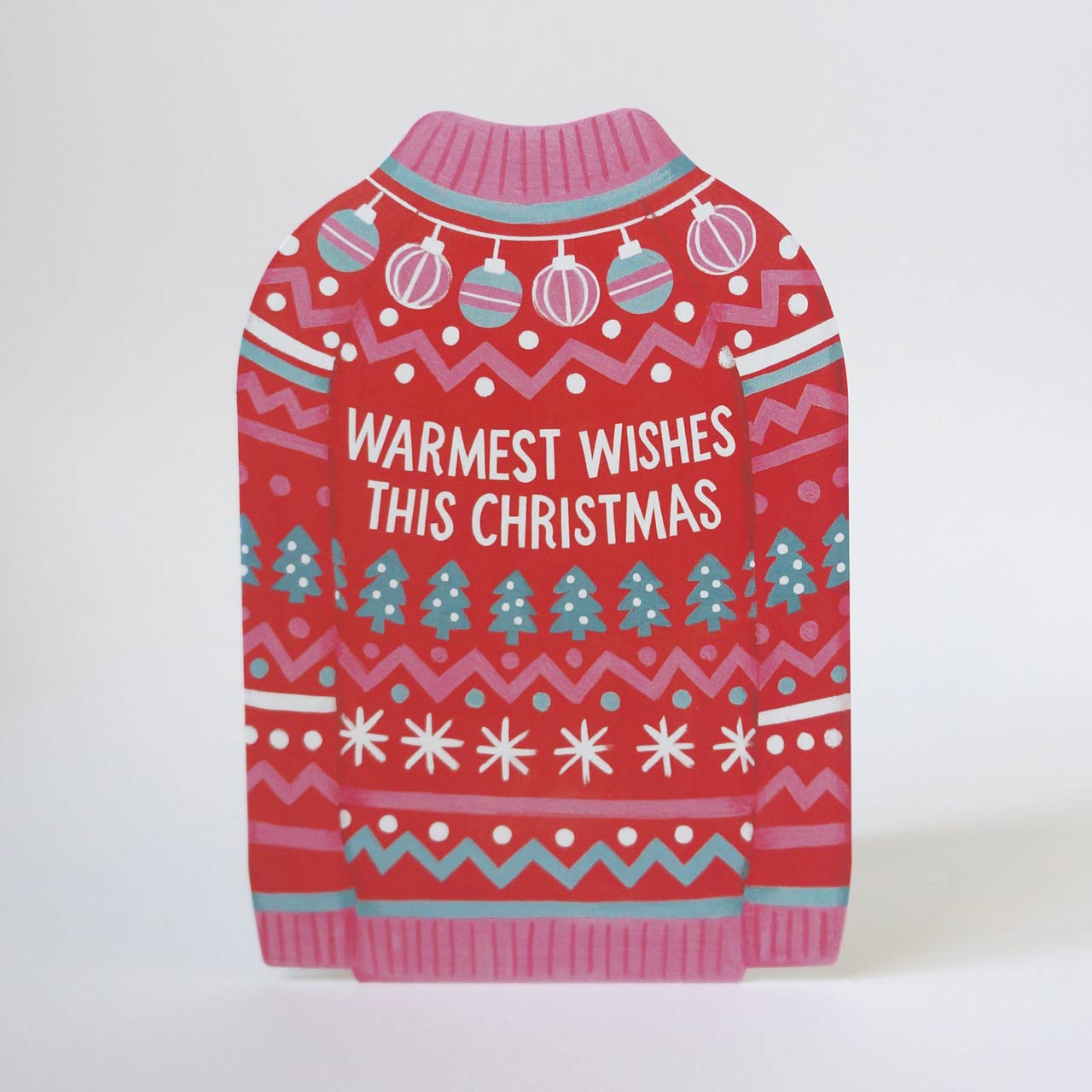 Warmest Wishes Jumper Shaped Christmas Card