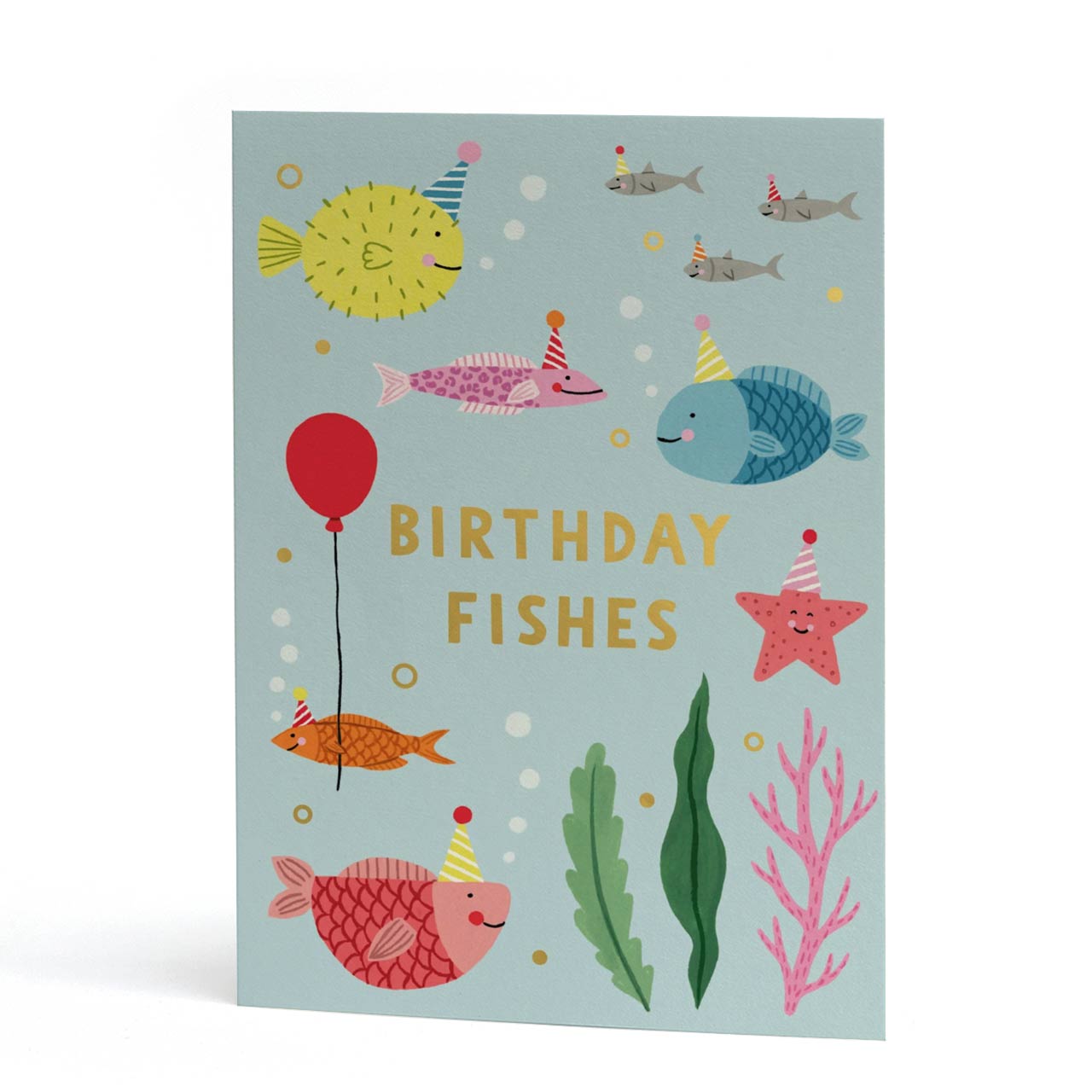 Birthday Fishes Gold Foil Card