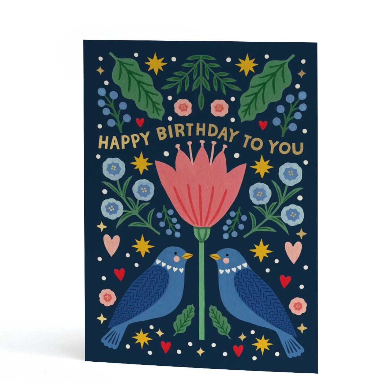 Birthday Folk Pattern Gold Foil Card