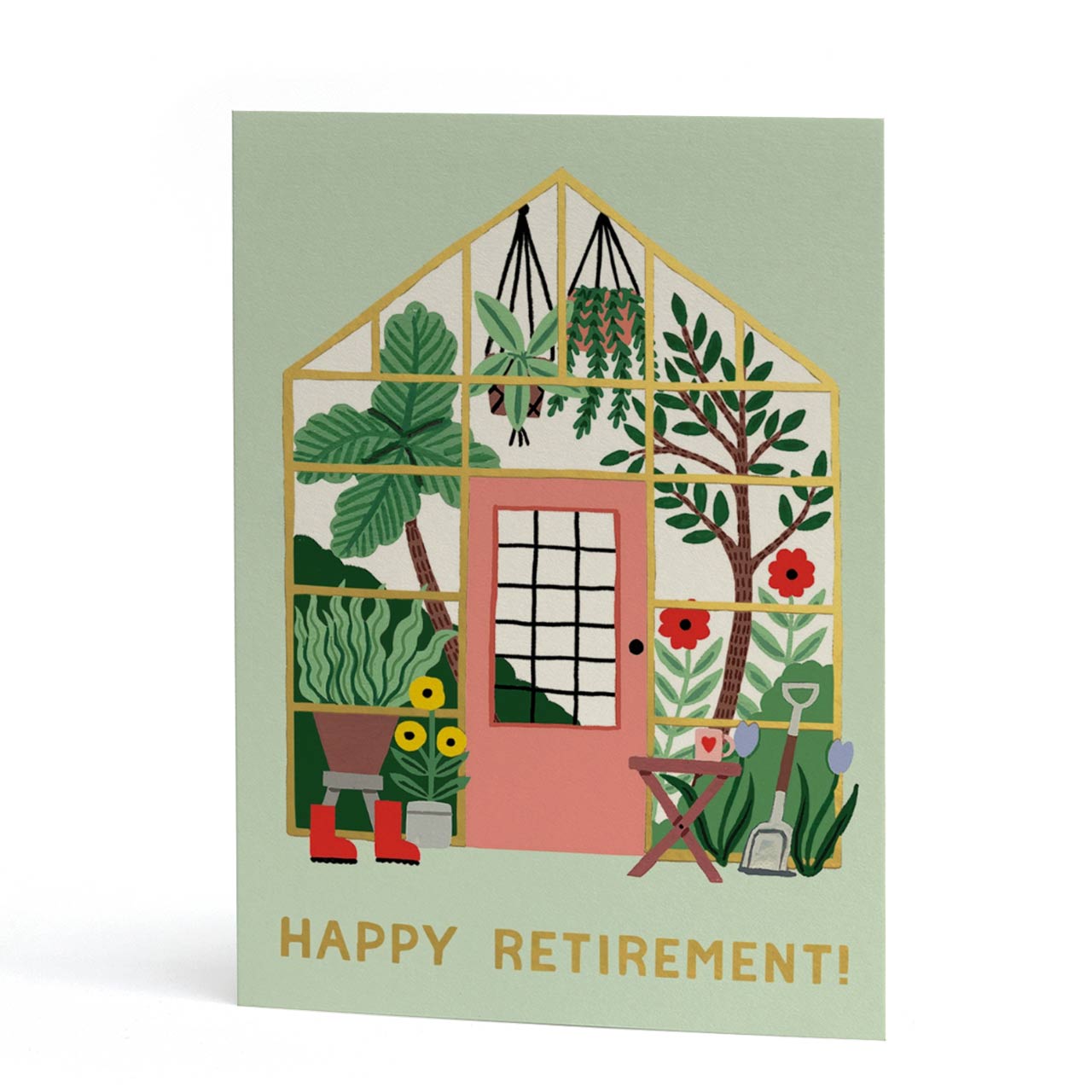 Happy Retirement Greenhouse Gold Foil Card