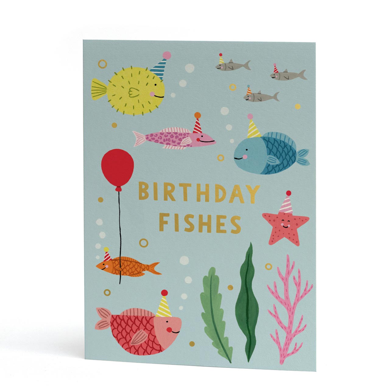 Birthday Fishes Gold Foil Birthday Card