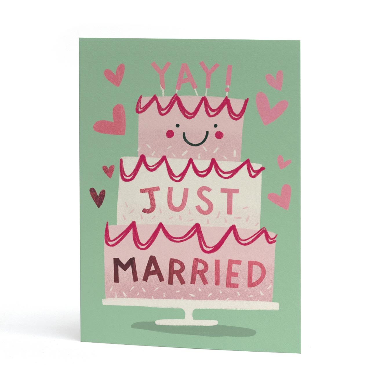 Yay Just Married Pink Foil Card