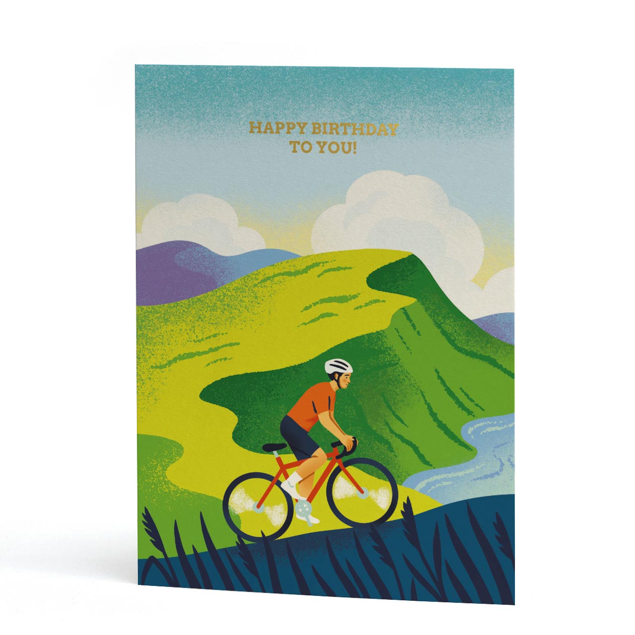 The Cyclist Gold Foil Birthday Card