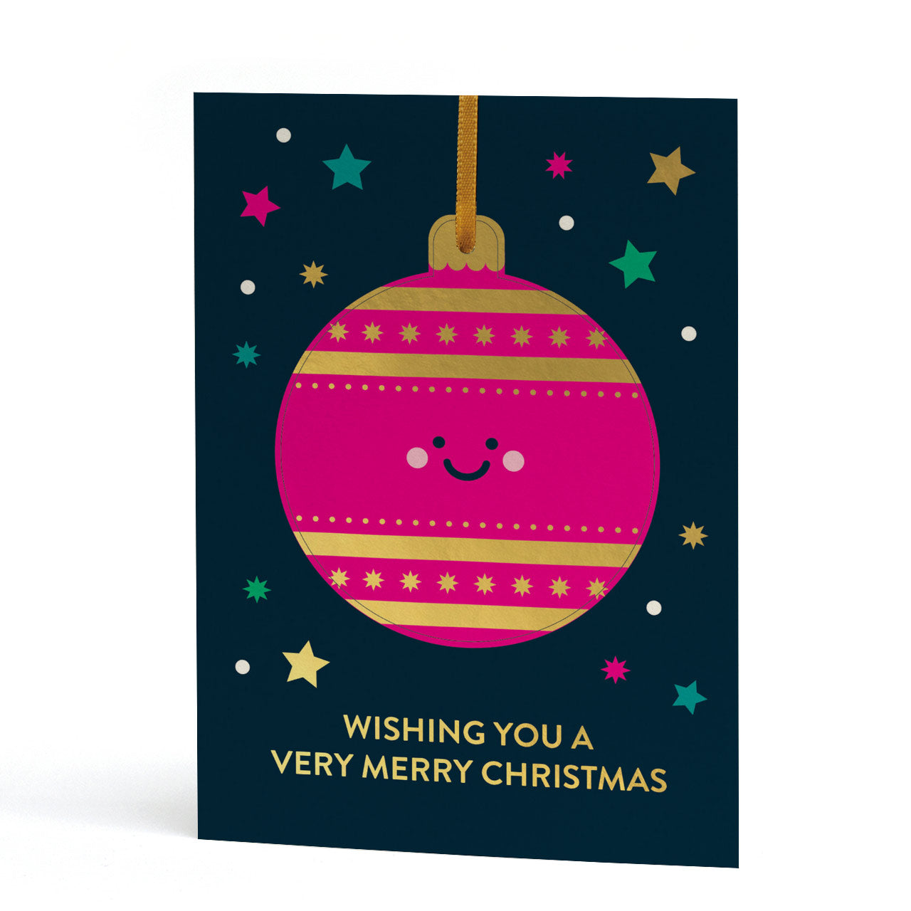Pink Pop Out Christmas Bauble Card