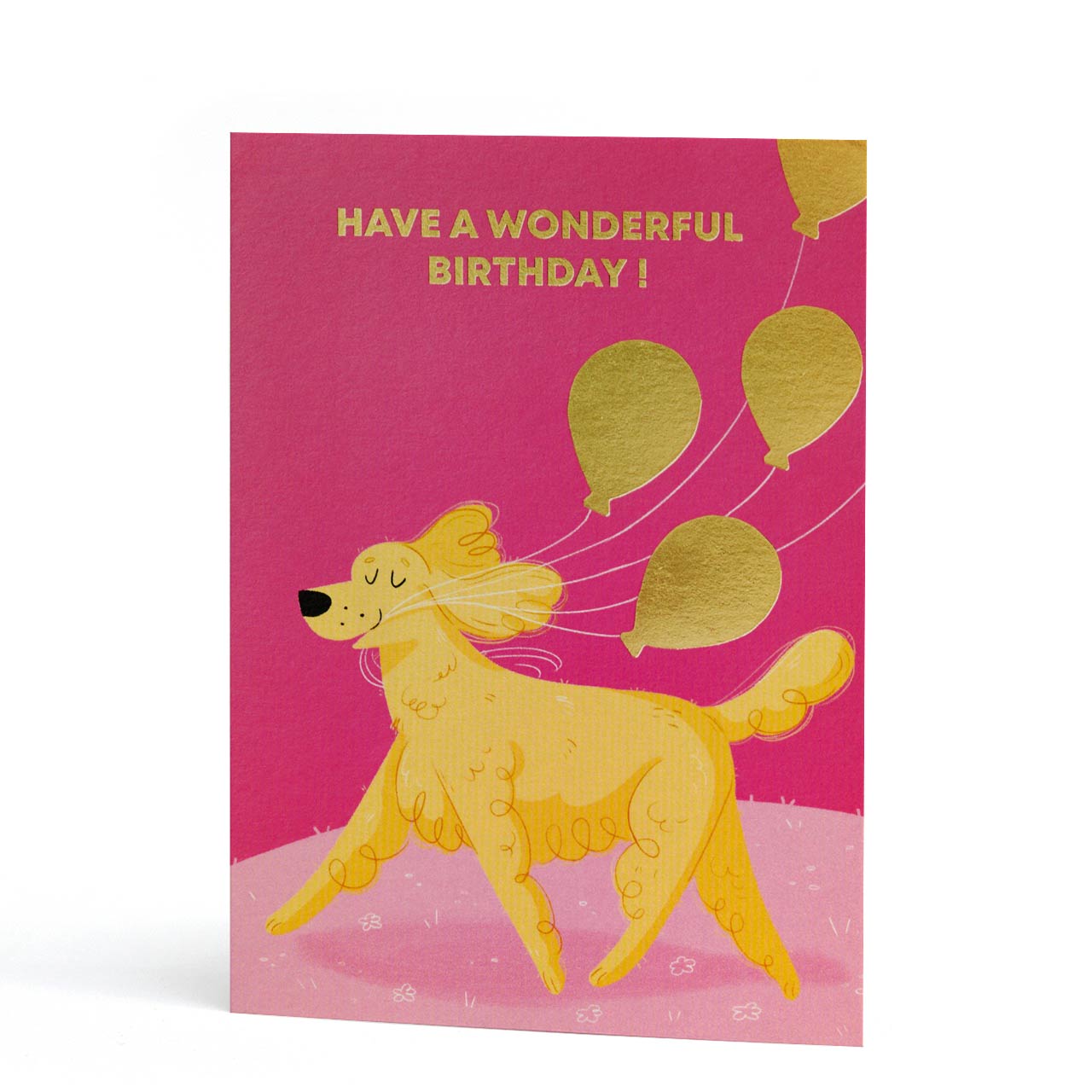 Wonderful Birthday Walkies Gold Foil Card