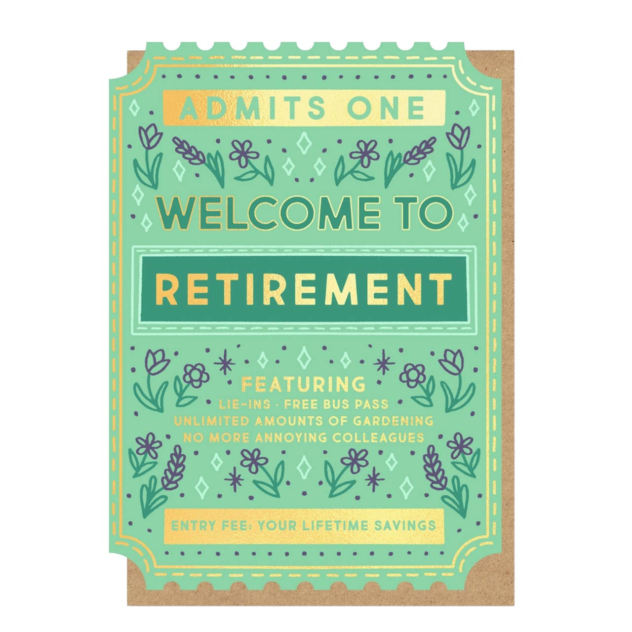 Retirement Ticket Gold Foil Card