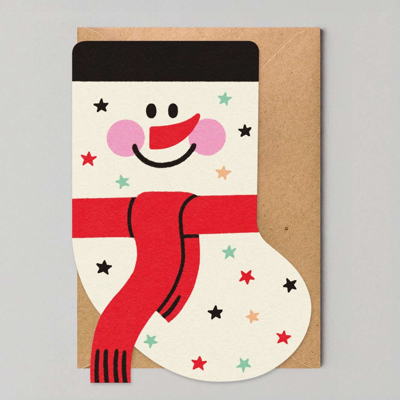 Snowman Stocking Die Cut Christmas Card