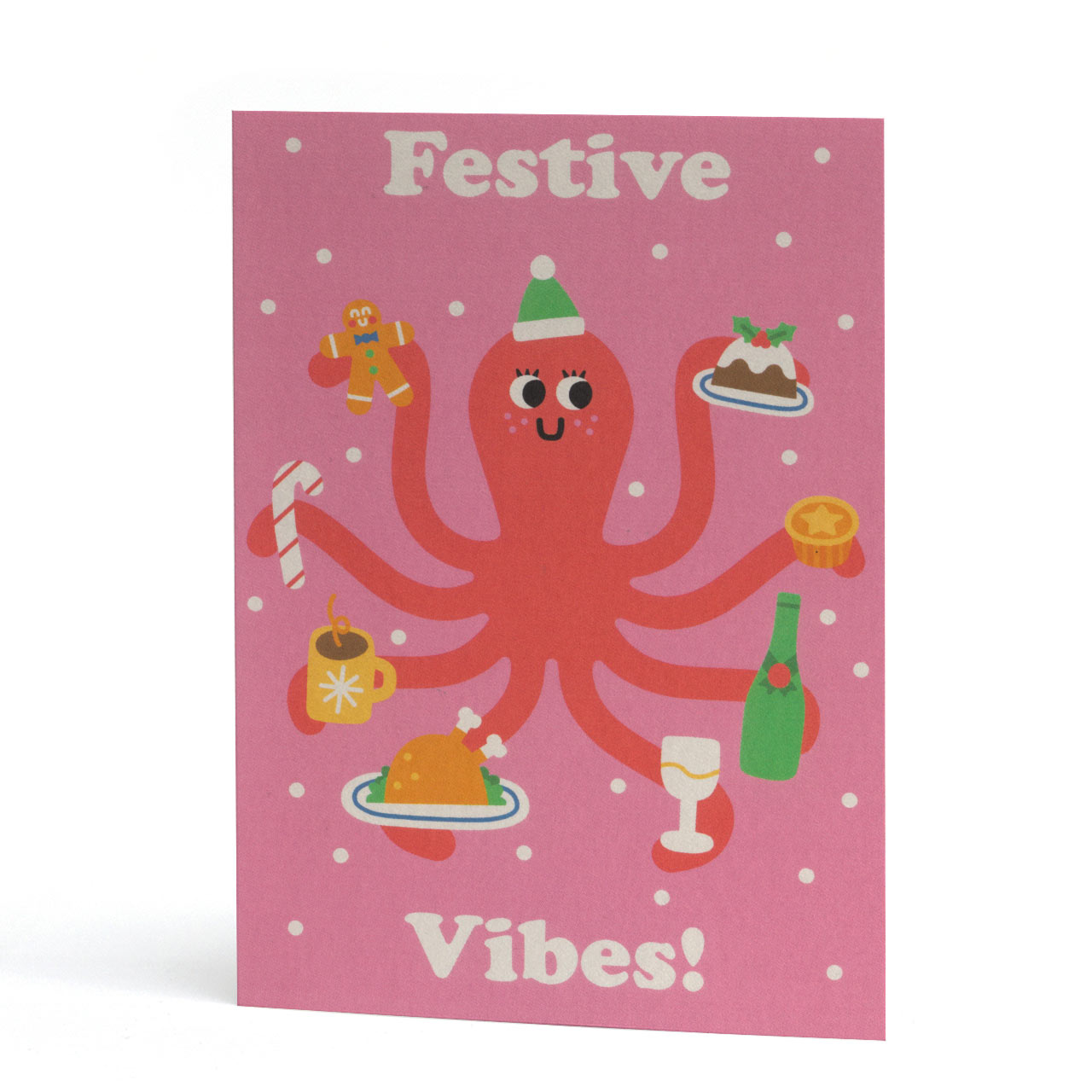 Festive Vibes Octopus Christmas Card
