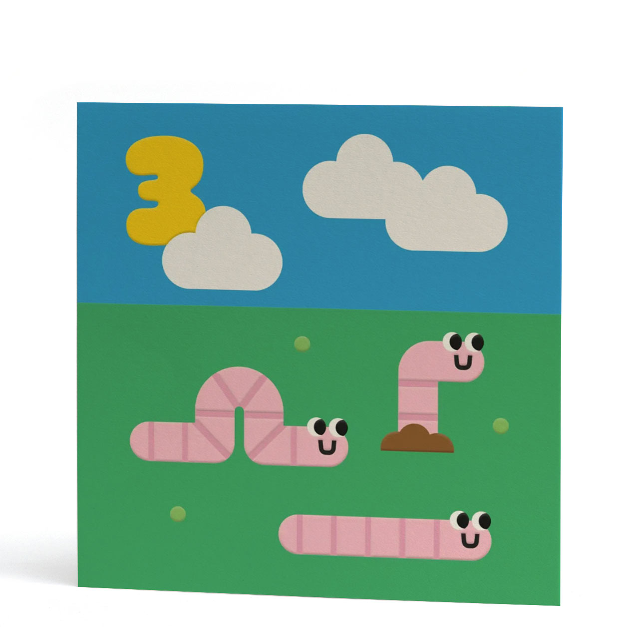 Third Birthday Worms Card