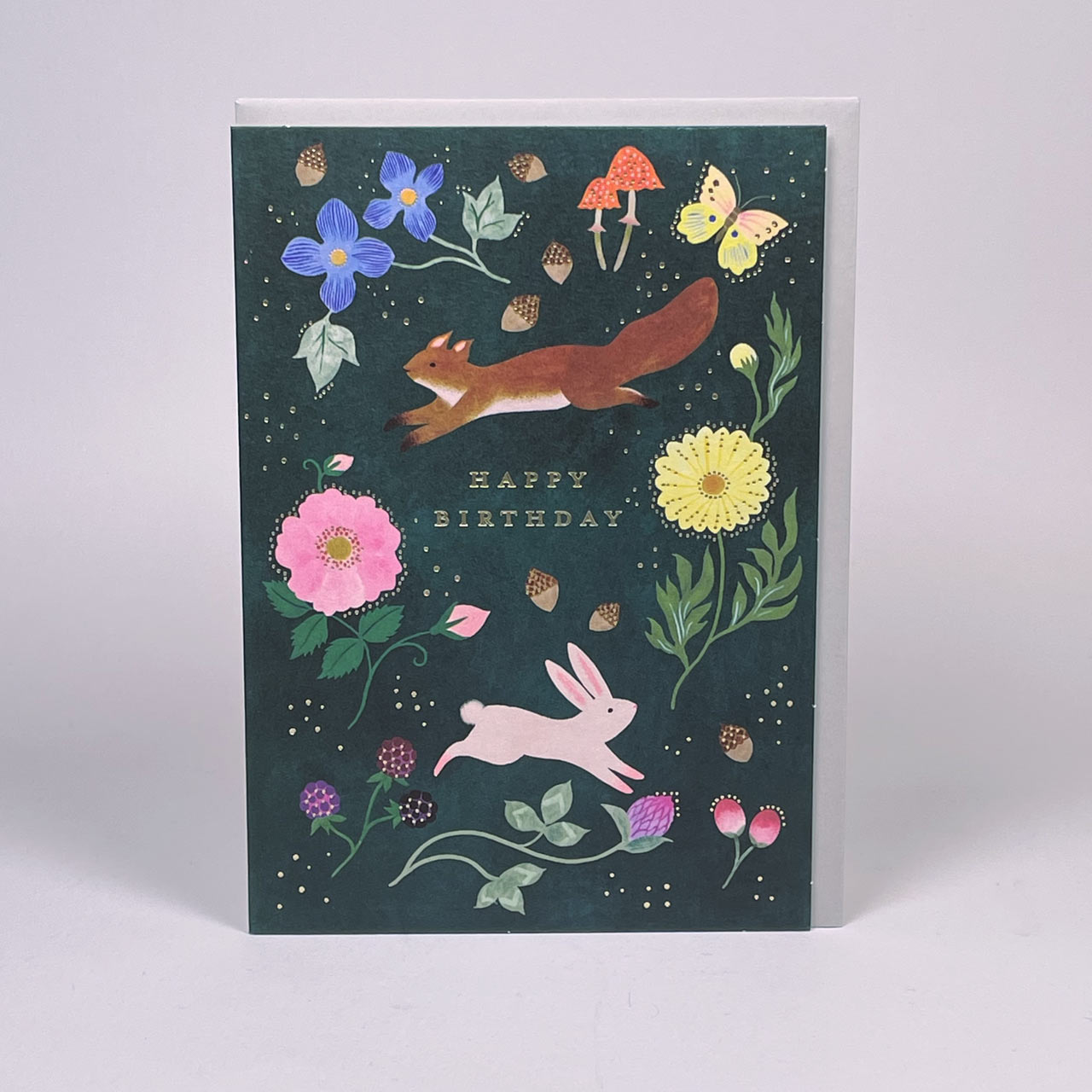Squirrel and Rabbit Foiled Birthday Card - SAMPLES SALE