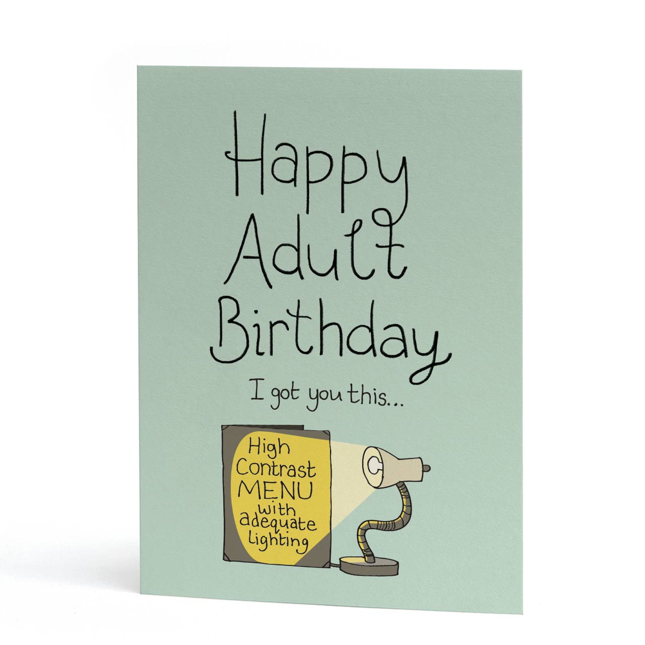Happy Adult Birthday High Contrast Menu Card
