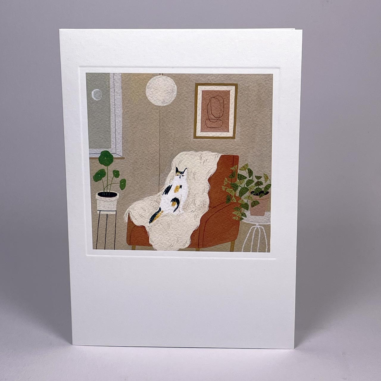 Armchair Cat Embossed Card - SAMPLES SALE