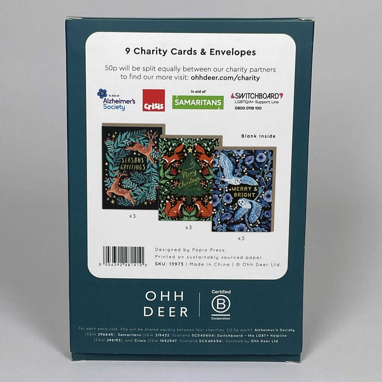 Christmas Card Charity Pack of 9 cards - SAMPLES SALE