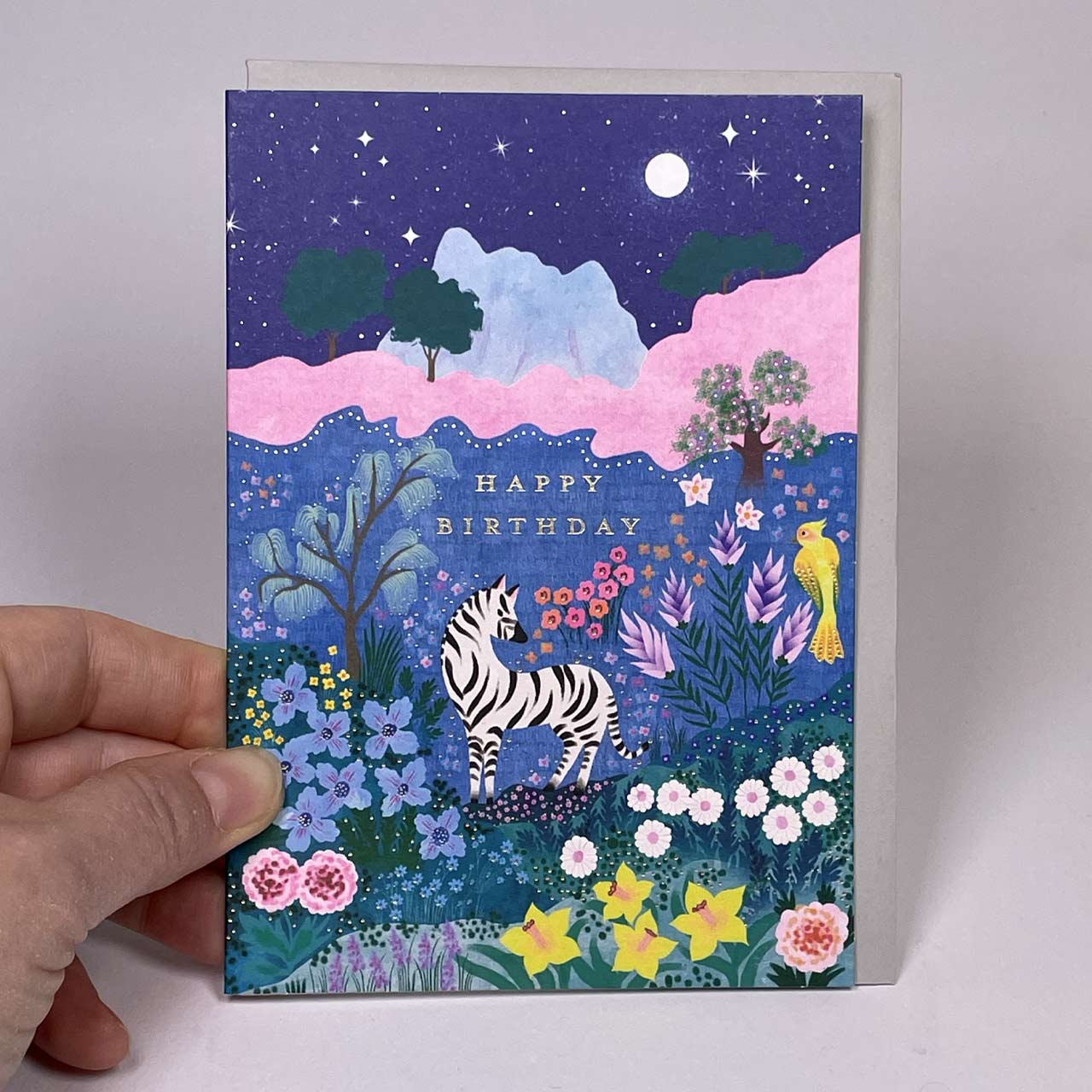 Zebra and Stars Foiled Birthday Card - SAMPLES SALE