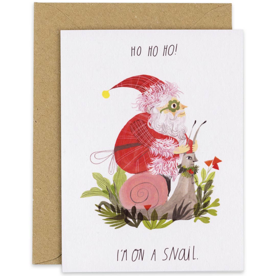 Ho Ho Ho! I'm On A Snail Christmas Card