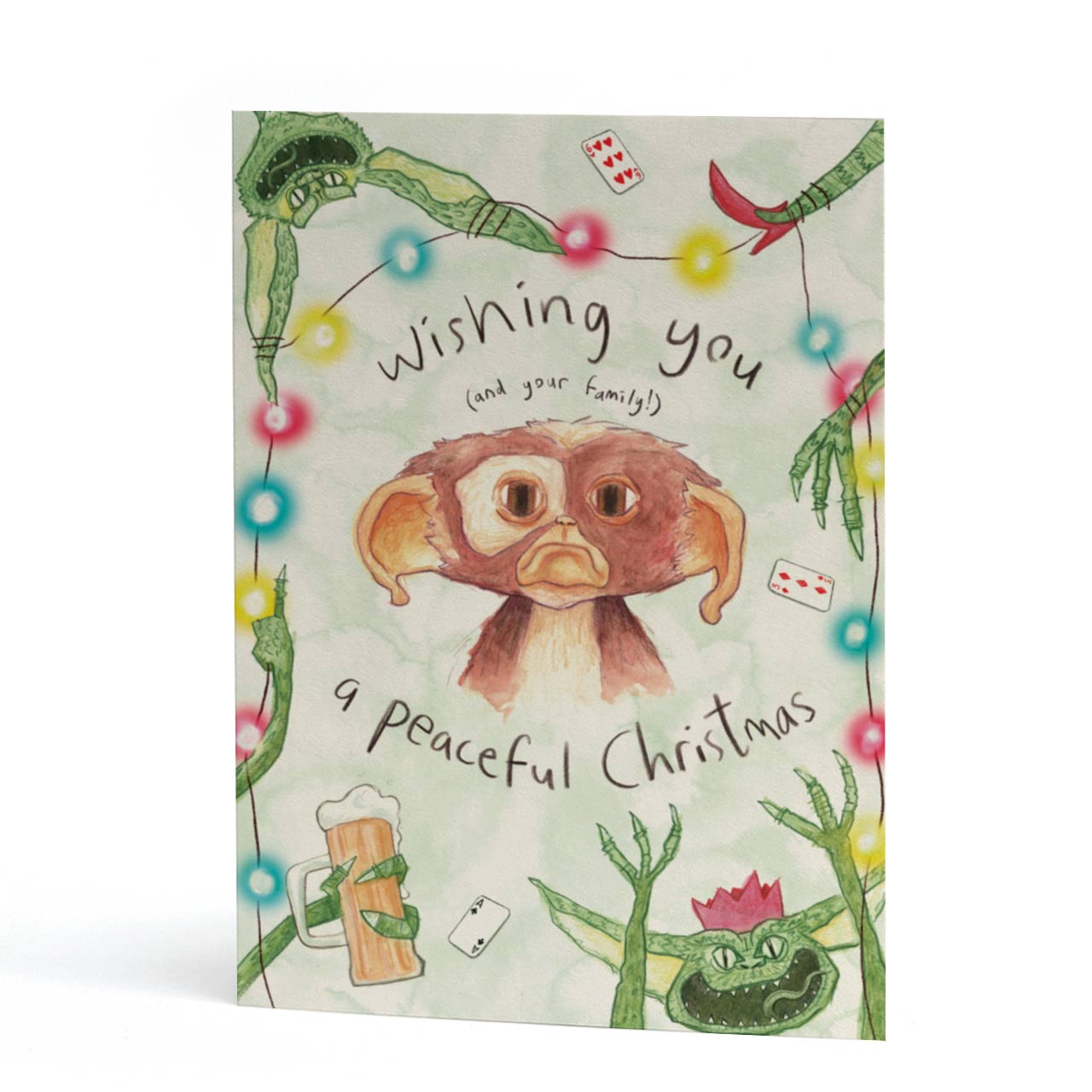 Peaceful Gremlins Christmas Card