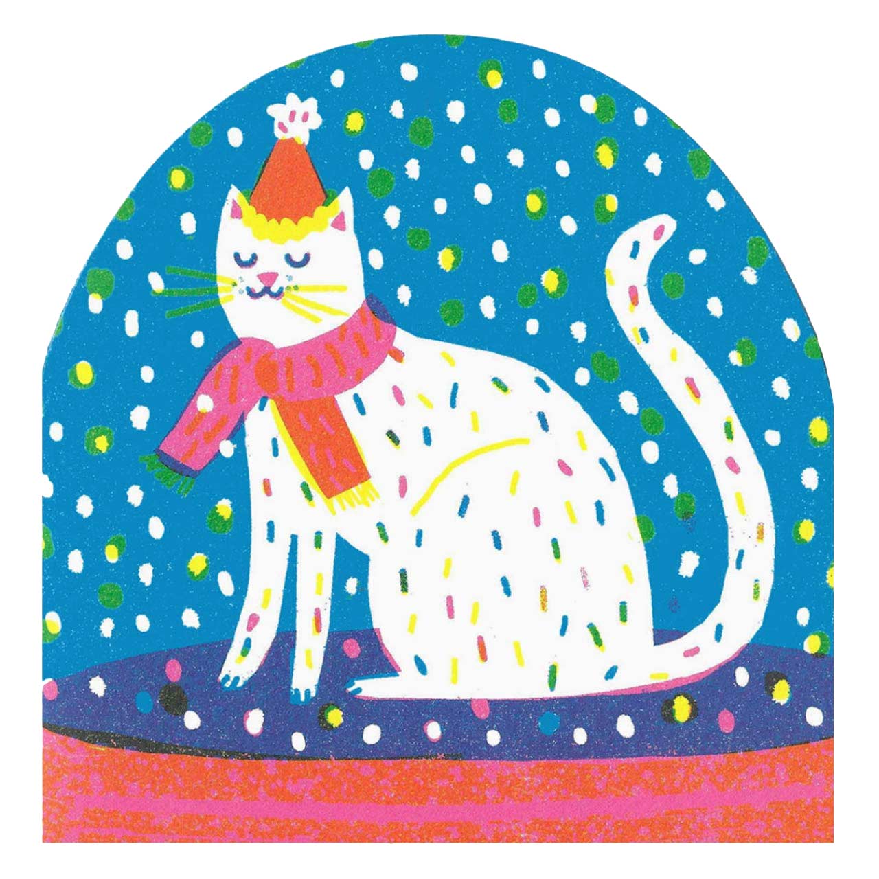 Winter Party Cat Snow Globe Card