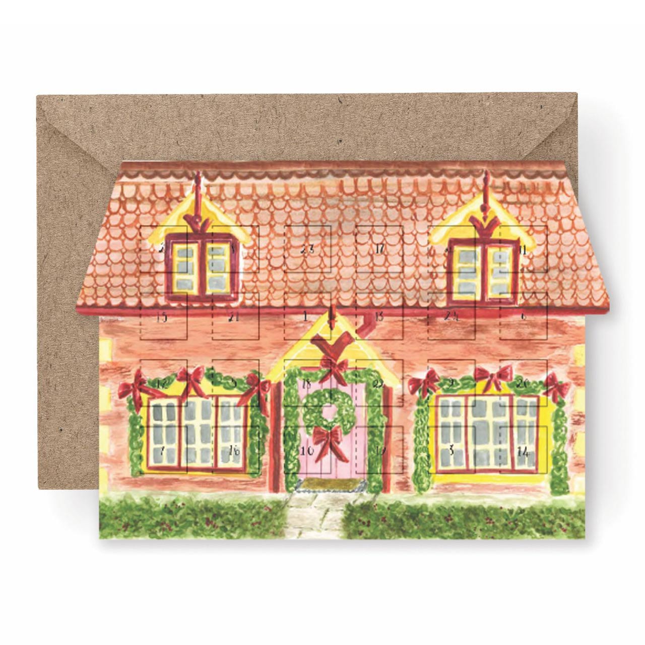 Christmas Advent Calendar Card Cute Cottage