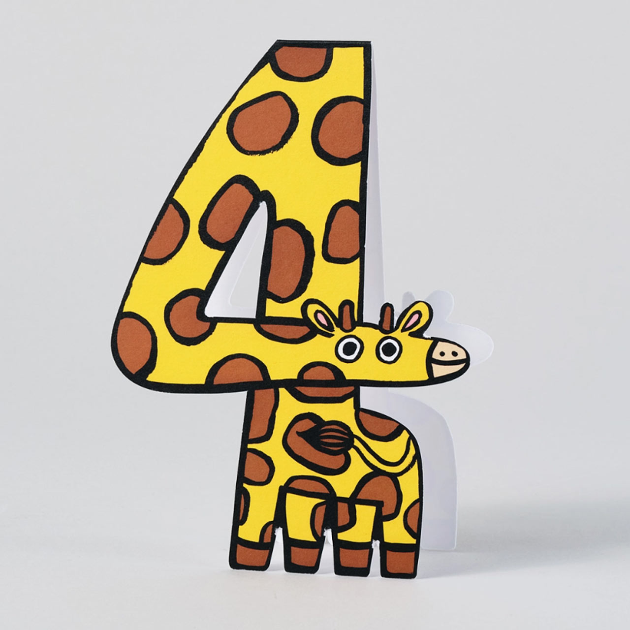 Age 4 Giraffe Die Cut Birthday Card