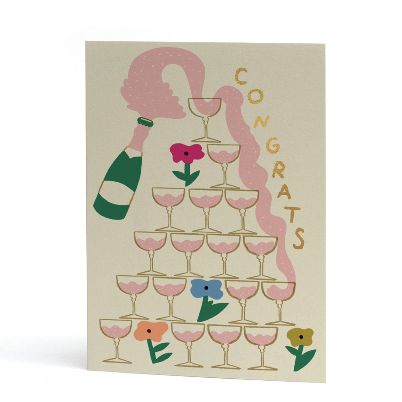 Congrats Champagne Tower Gold Foil Card