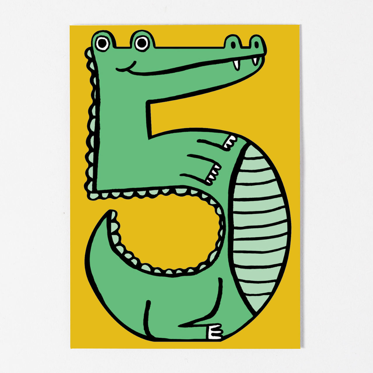 Age 5 Crocodile Die Cut Birthday Card