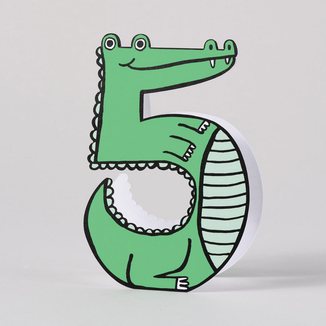 Age 5 Crocodile Die Cut Birthday Card