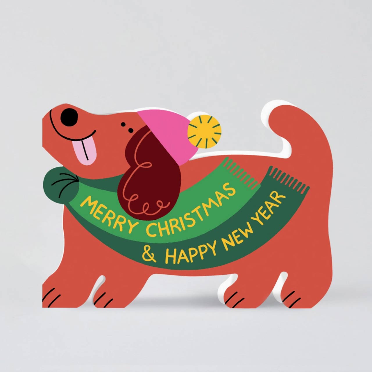Merry Christmas Dog Holiday Die Cut Card