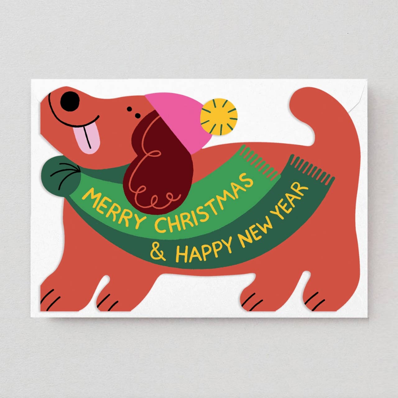 Merry Christmas Dog Holiday Die Cut Card