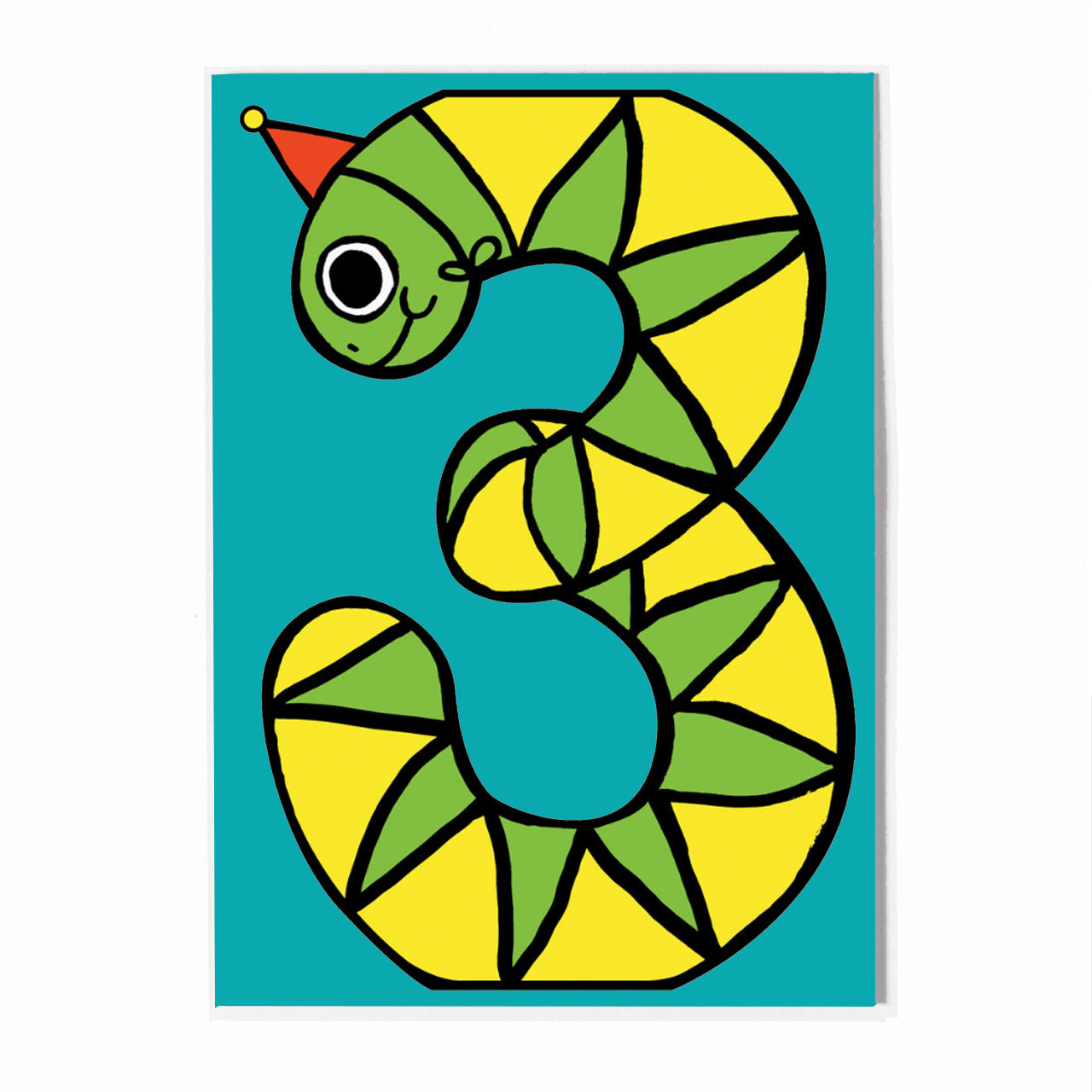 Age 3 Snake Die Cut Birthday Card