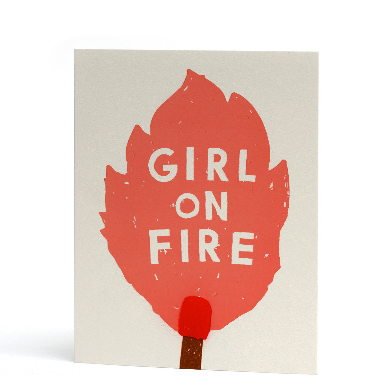 Girl on Fire Neon Letterpress Greeting Card