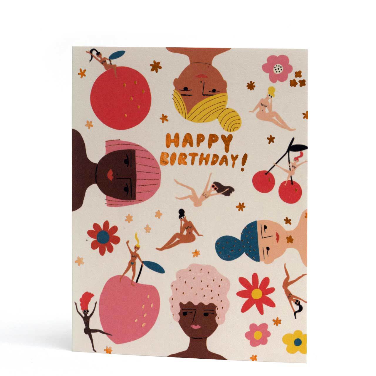 Fruity Nudes Copper Foil Birthday Card