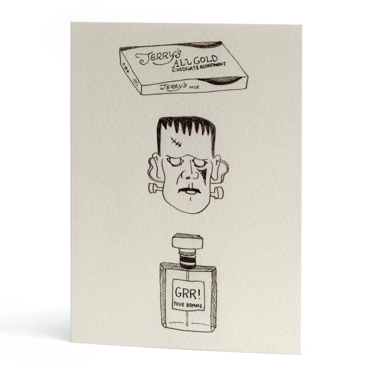 Gold, Frankenstein and Grr Christmas Greeting Card
