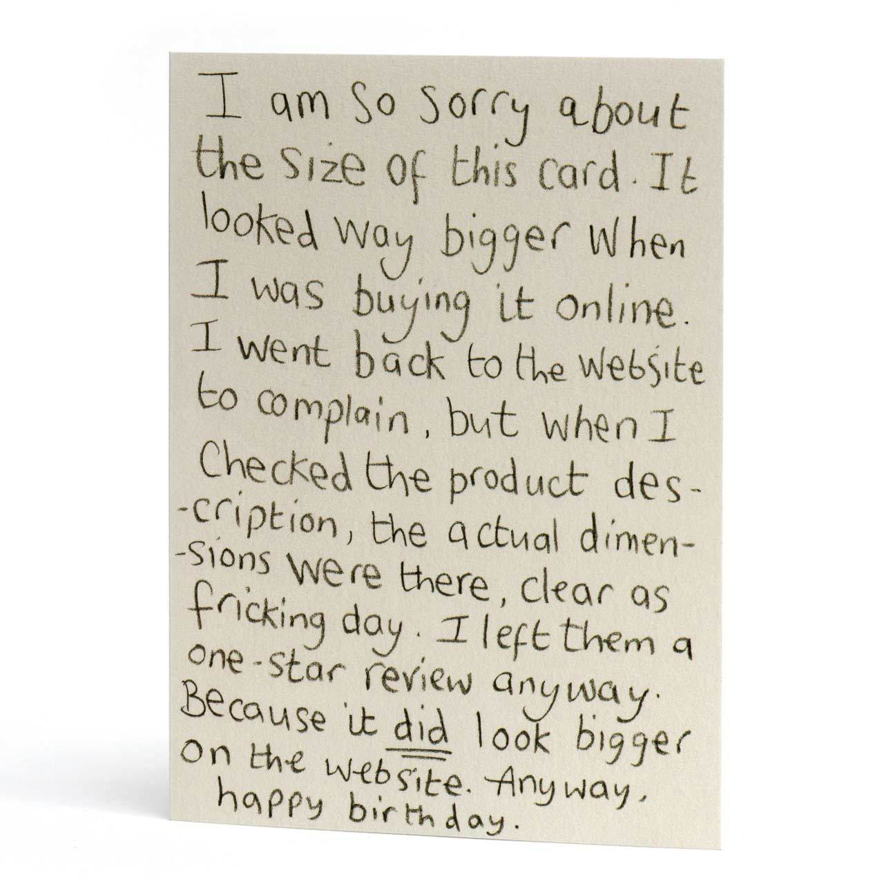 Sorry About the Size Birthday Greeting Card
