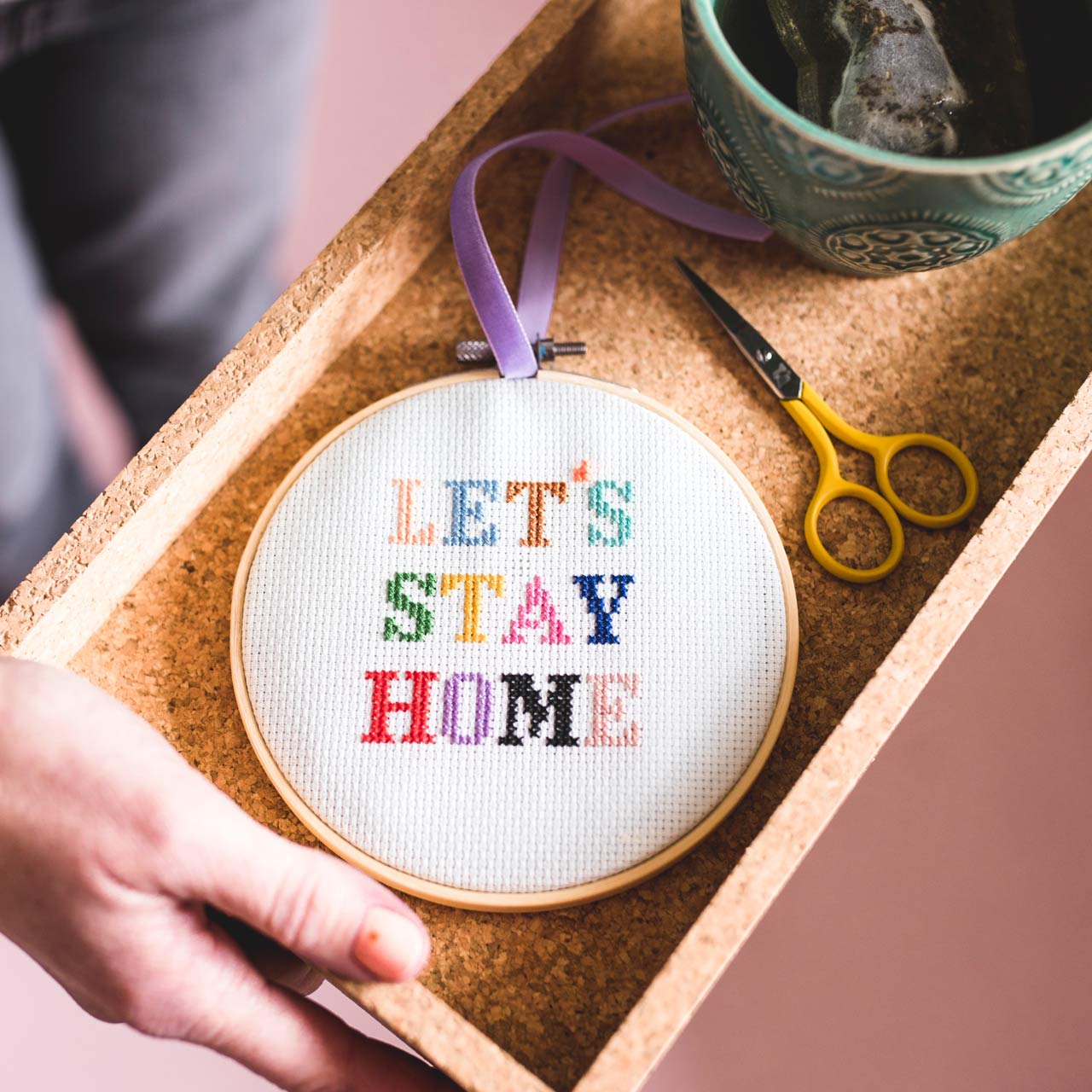Let's Stay Home Cross Stitch Kit