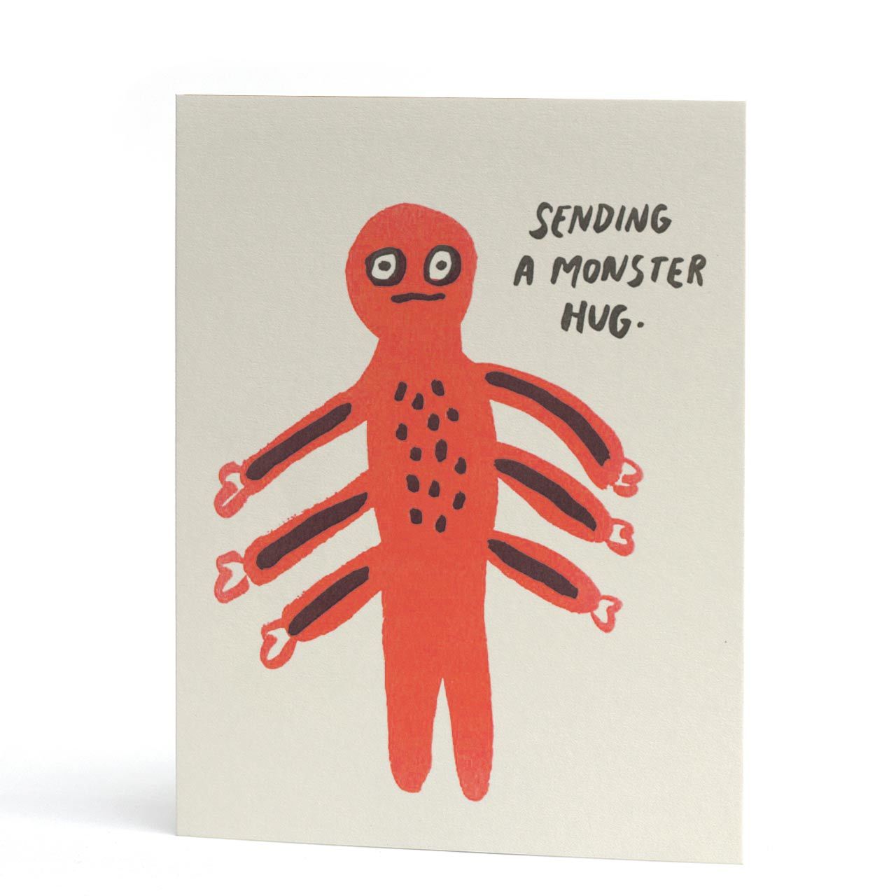 Sending A Monster Hug Neon Letterpress Greeting Card
