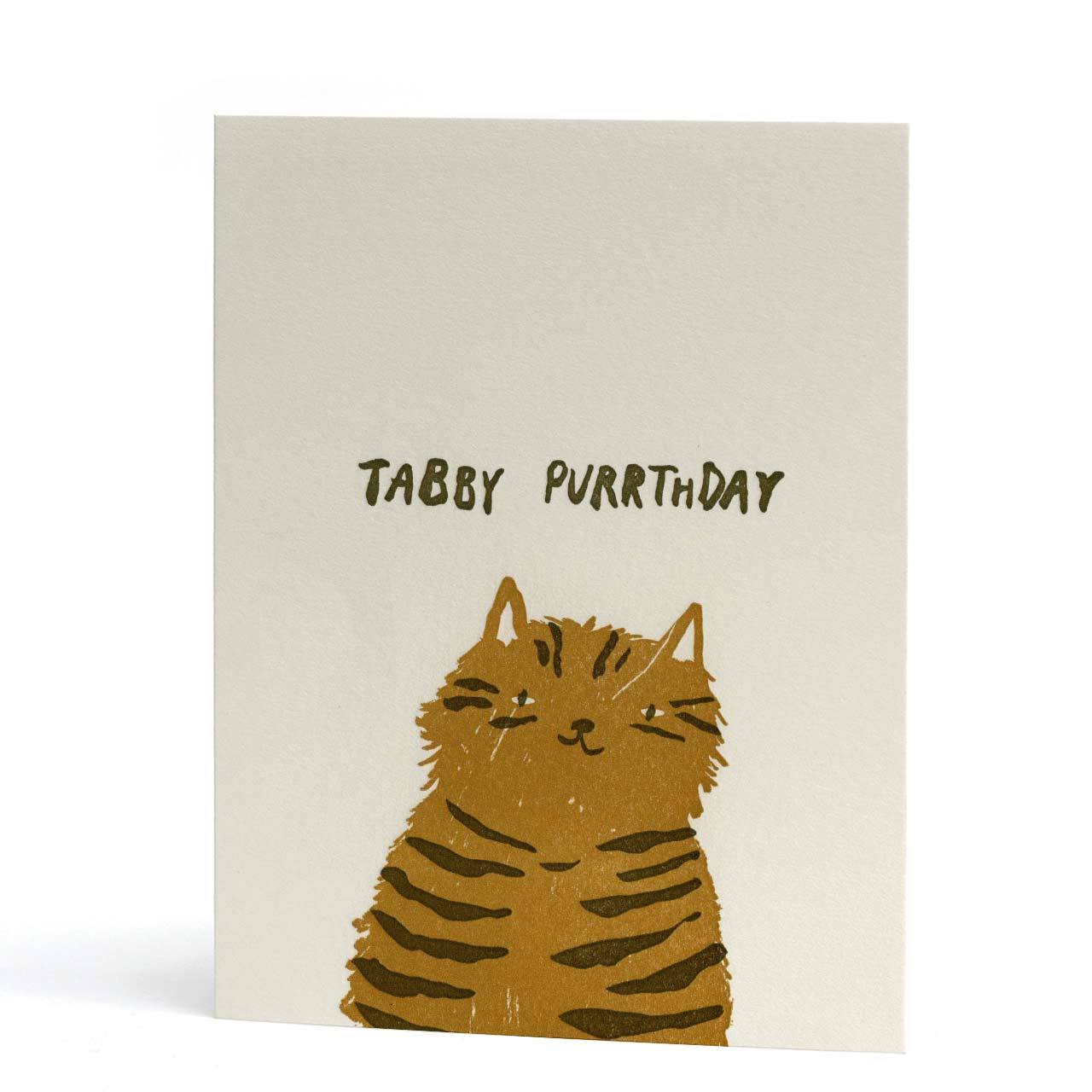 Tabby Purrthday Letterpress Greeting Card