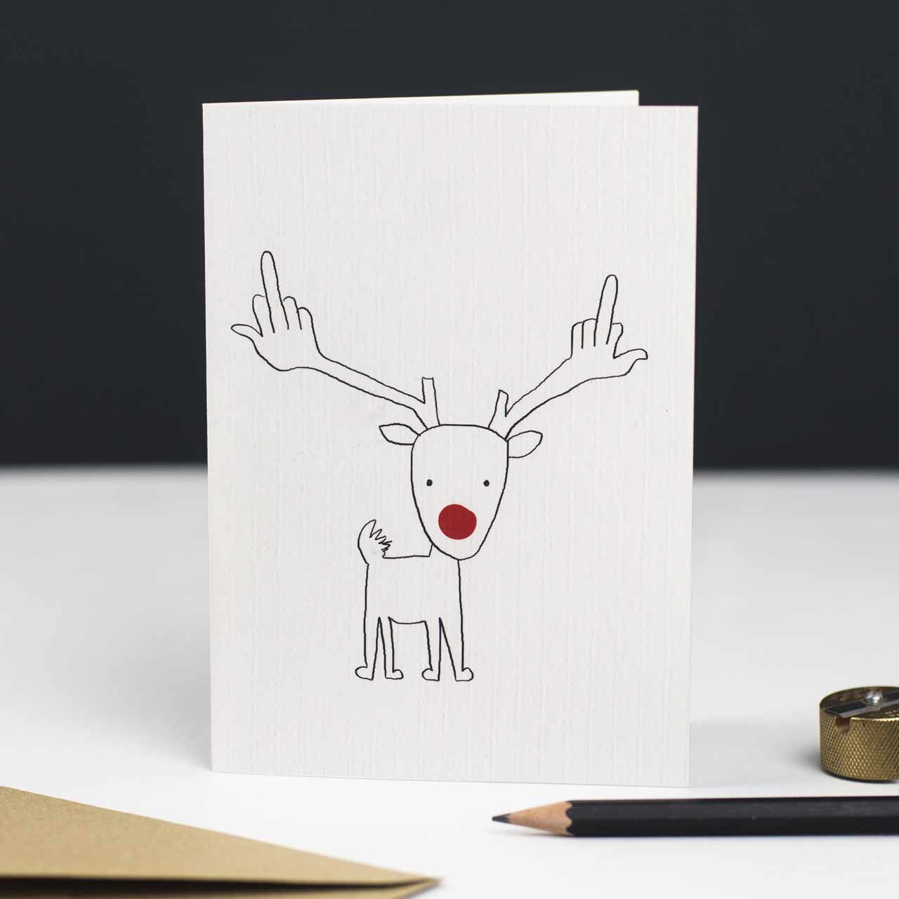 Flip the Bird Rudolph 6 Christmas Card Pack