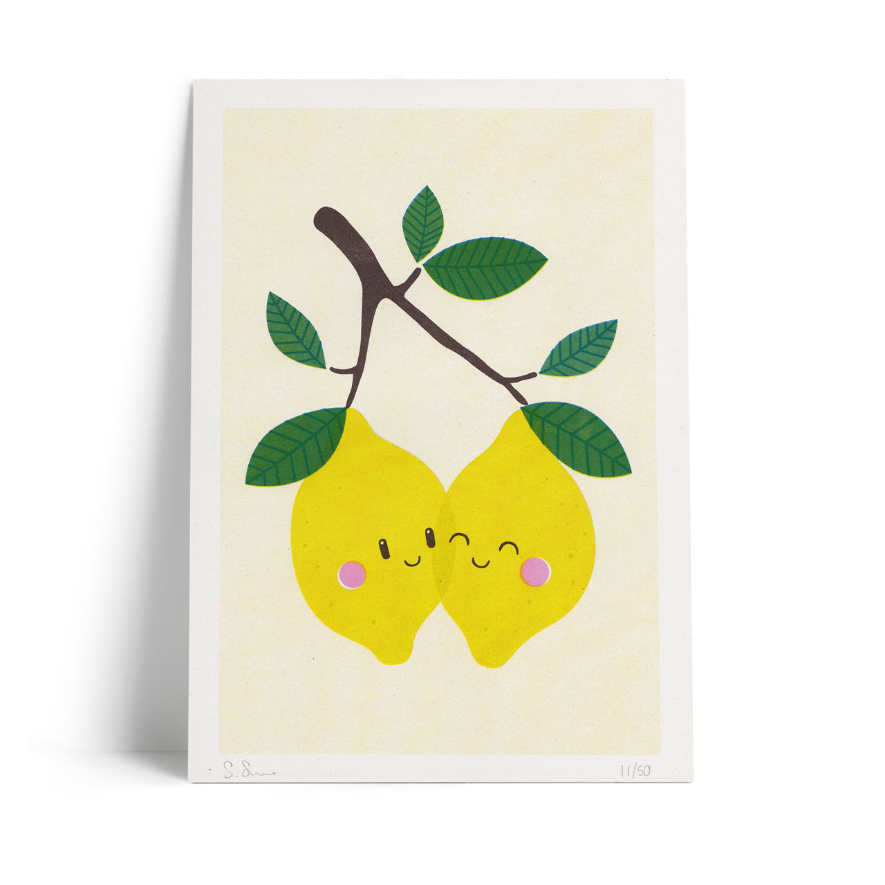 Cute Lemons Plant Limited Edition A4 Risograph Print