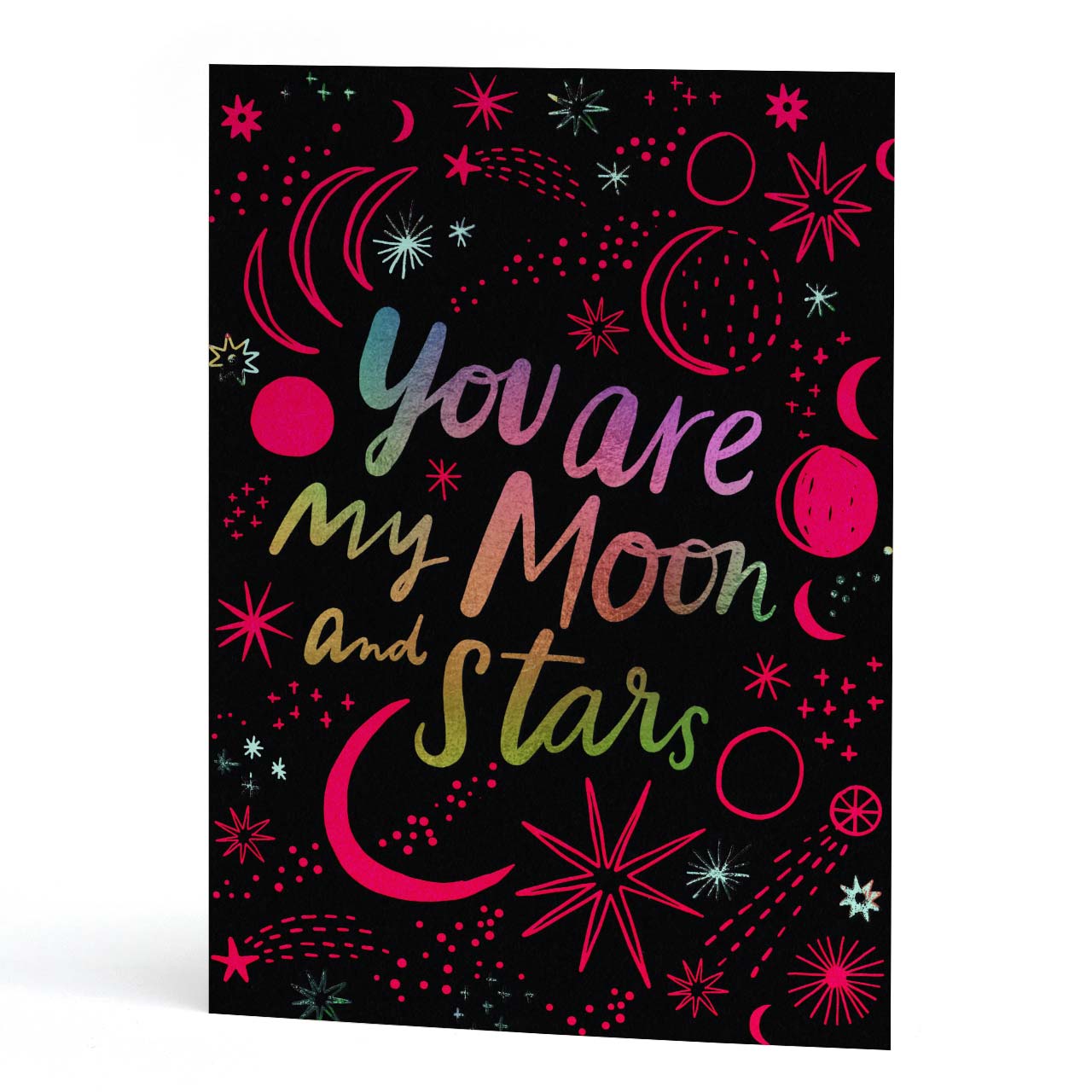You Are My Moon and Stars Rainbow Foil Greeting Card