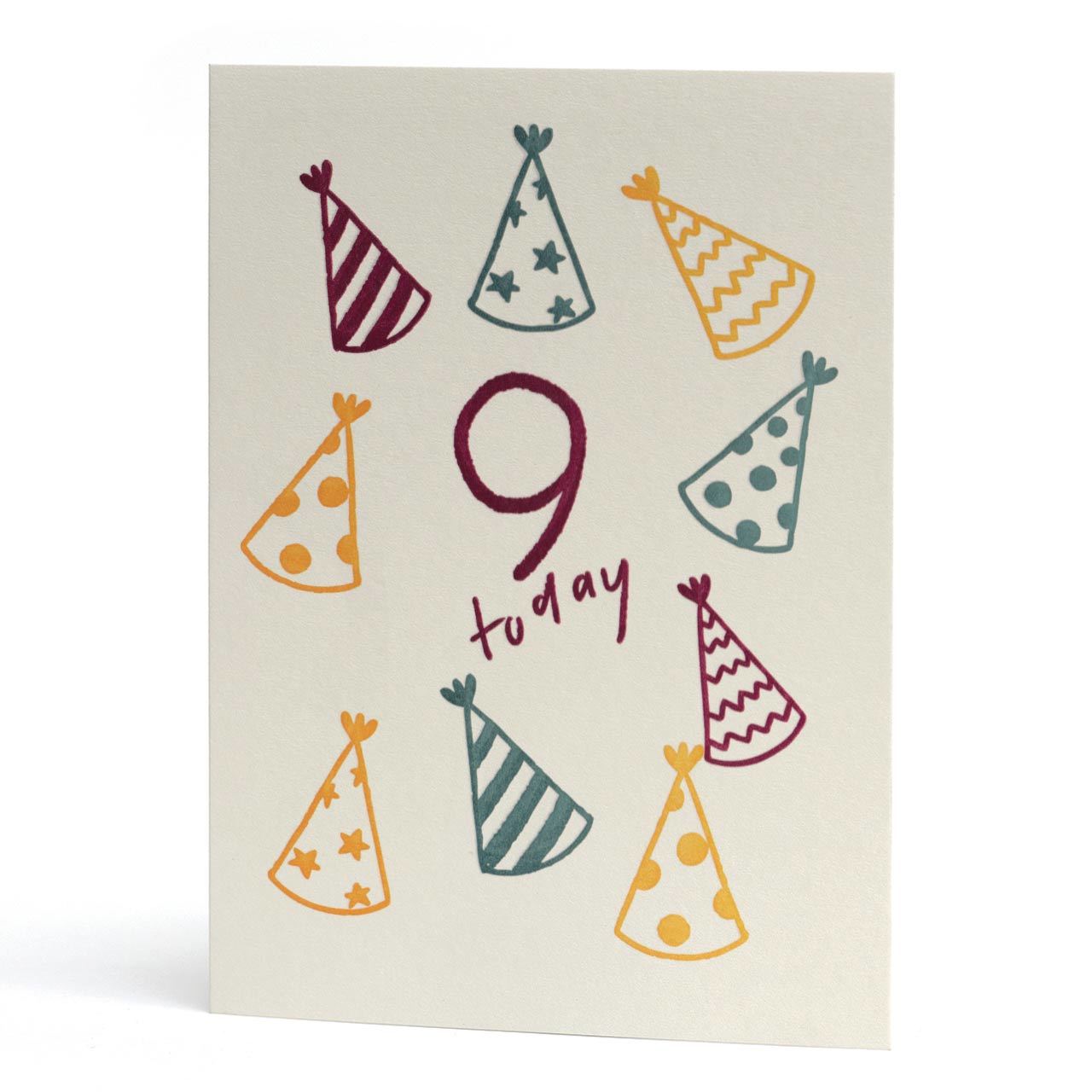 Nine Today Letterpress Birthday Card