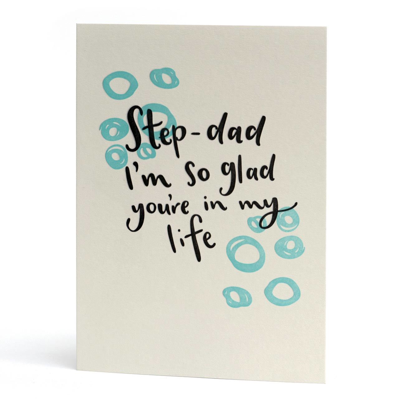 So Glad You're My Step Dad Letterpress Card