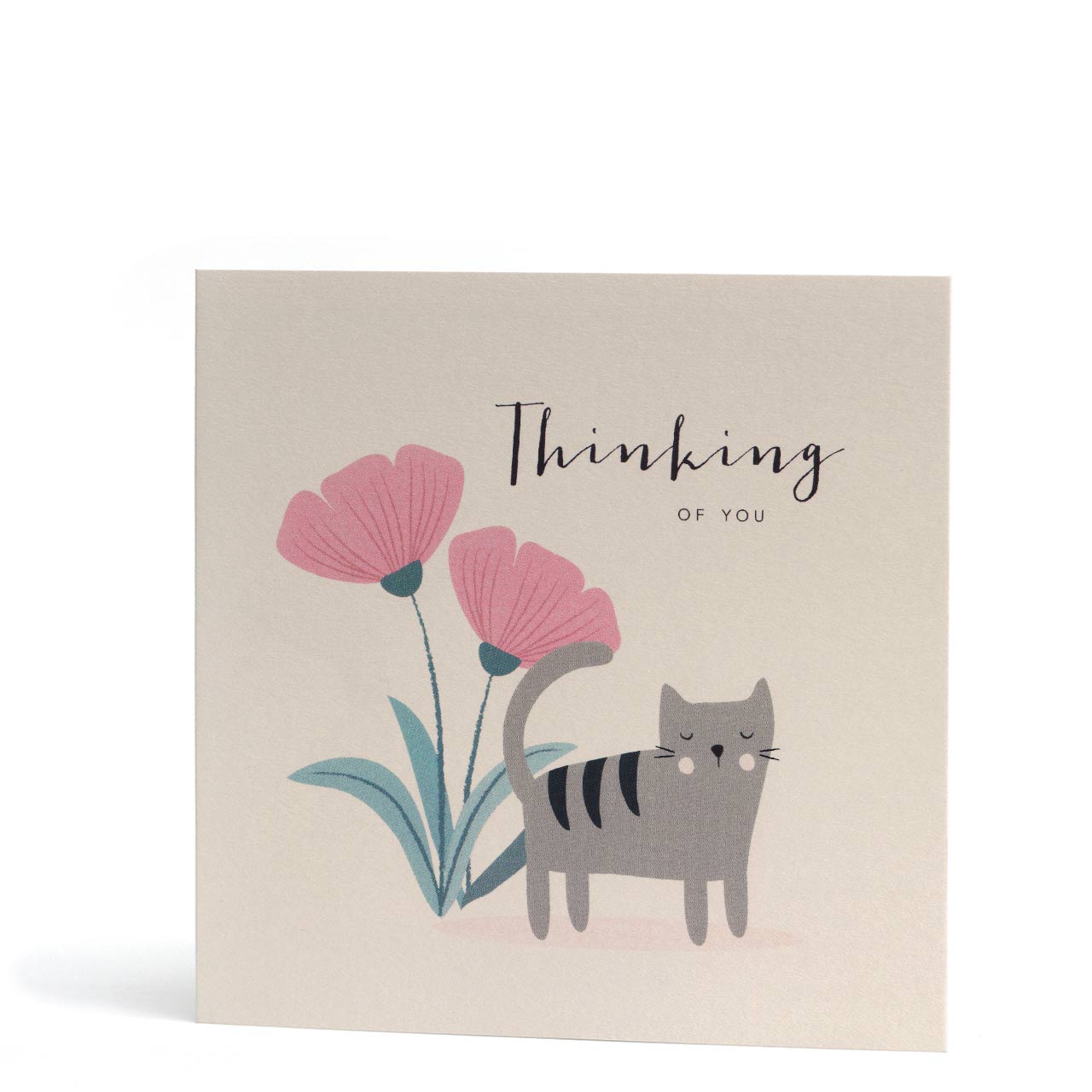 Thinking of You Kitten Floral Greeting Card