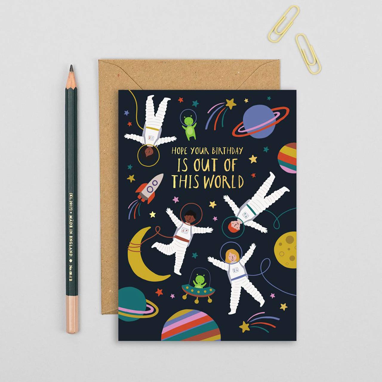 Space Gold Foil Birthday Card