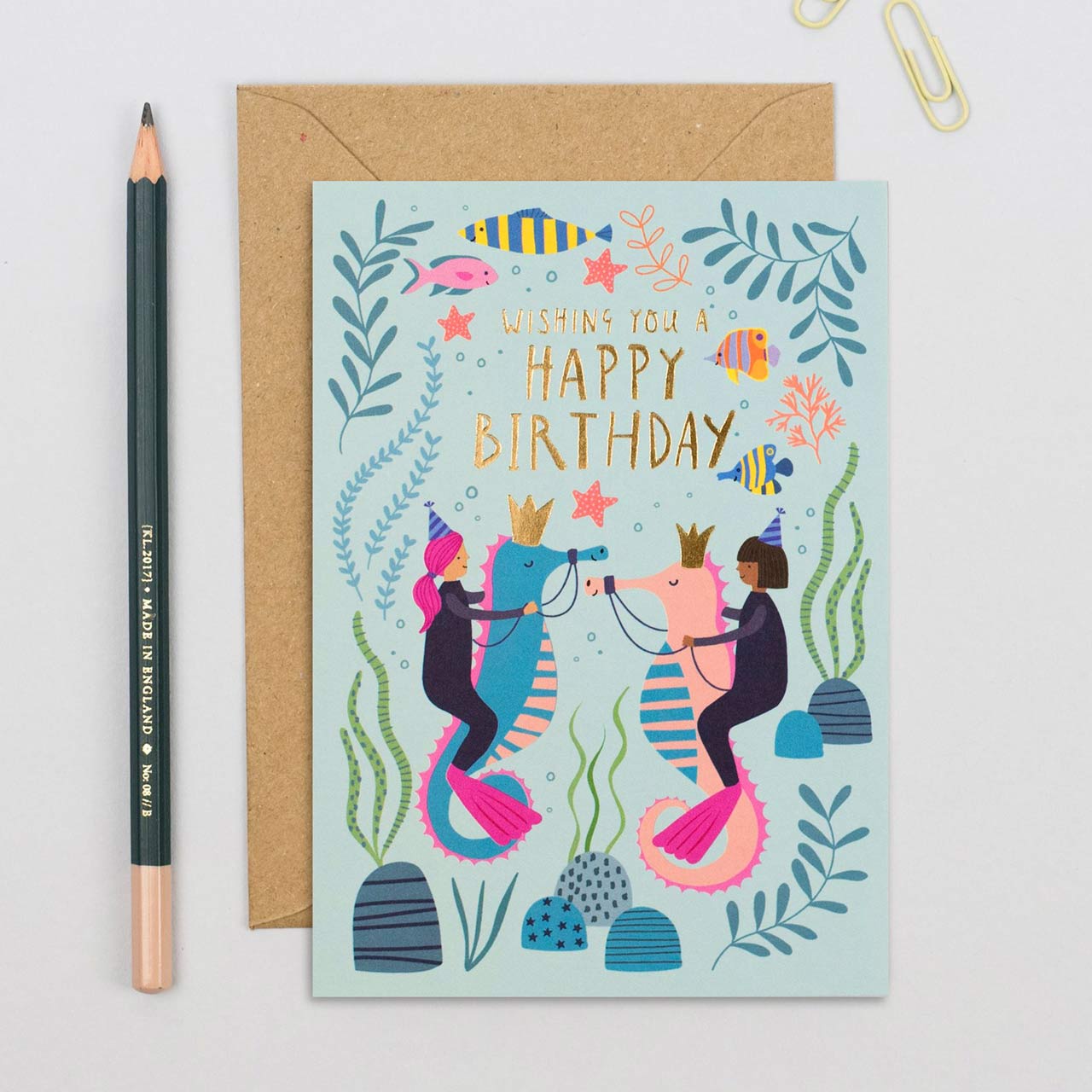 Under The Sea Gold Foil Birthday Card