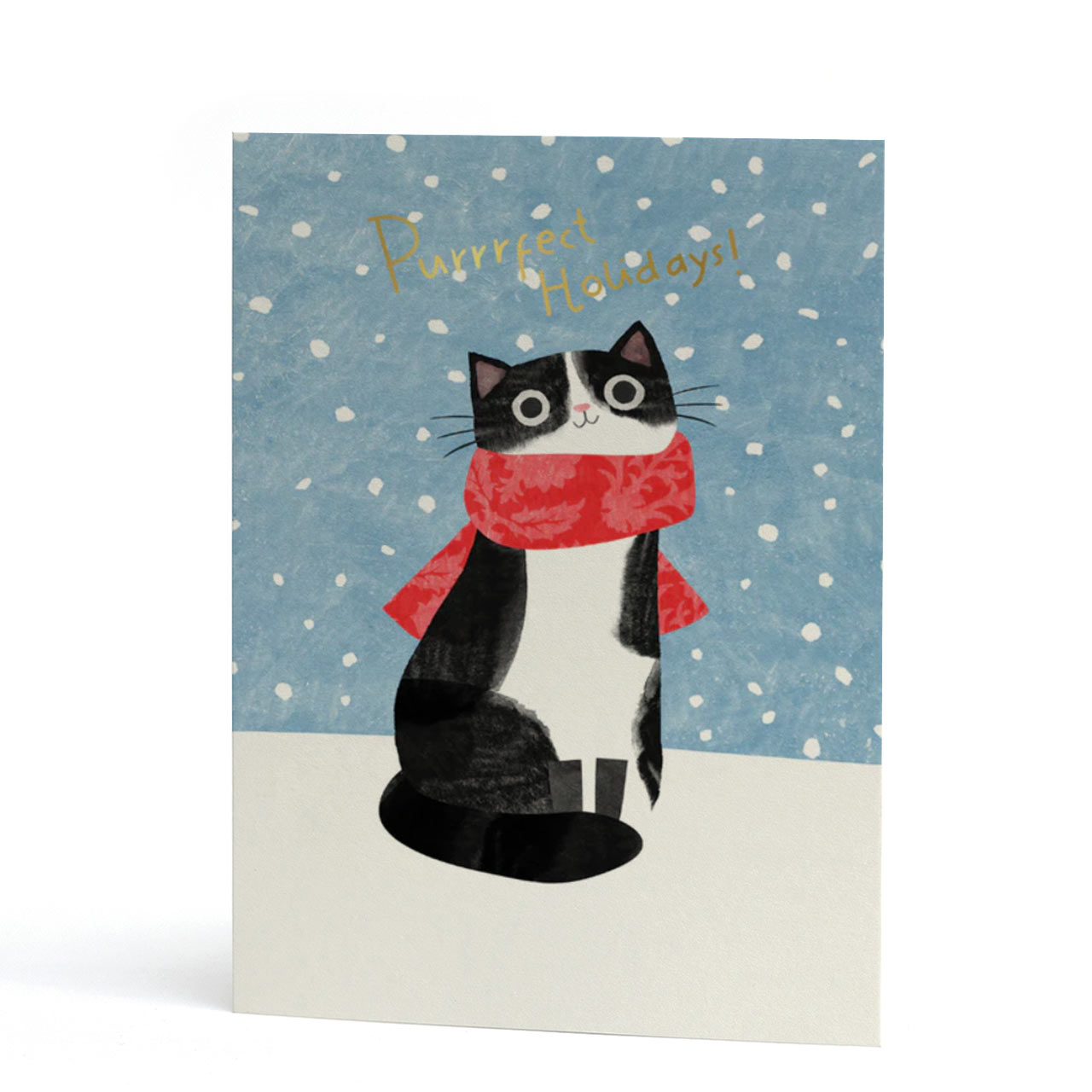 Purrrfect Holidays Gold Foil Christmas Card